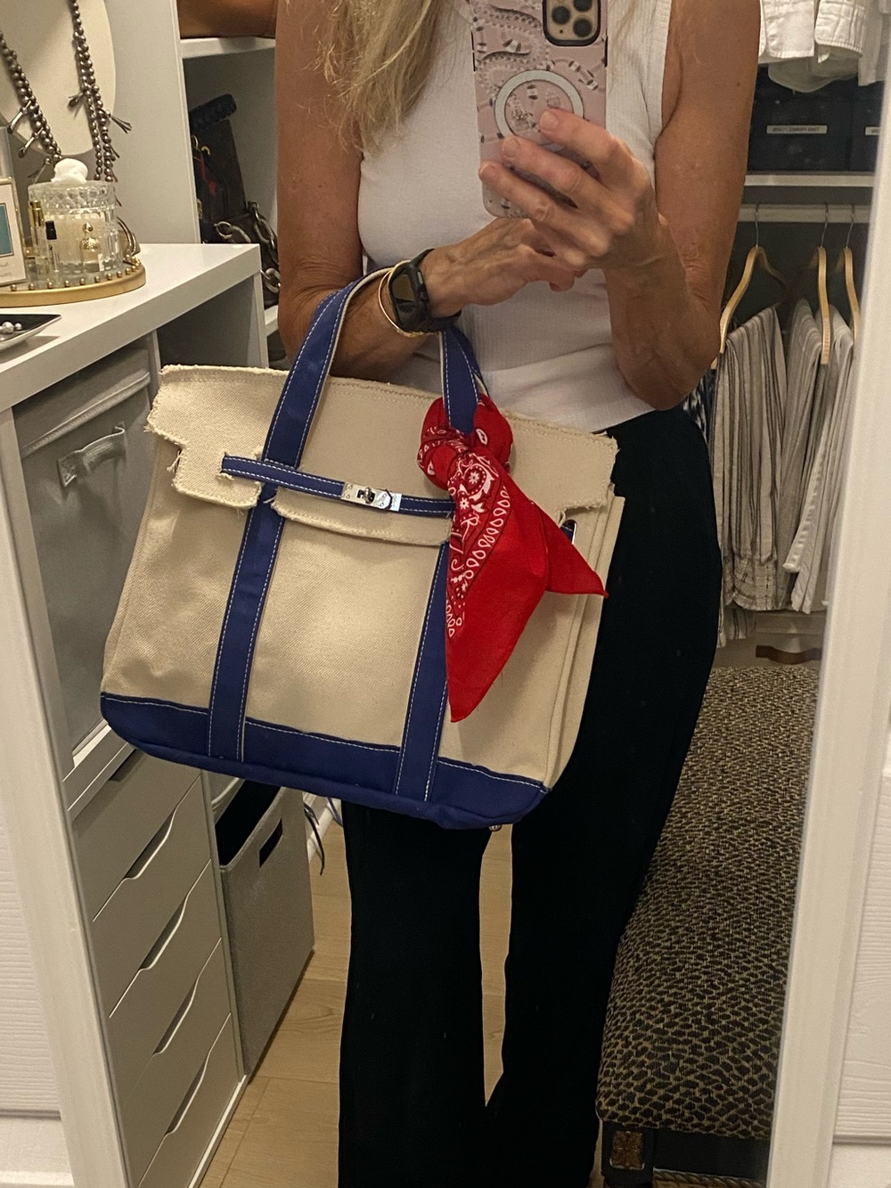 Large Size Sunwin Viral Boatkin Canvas Tote Bag with Blue Trim